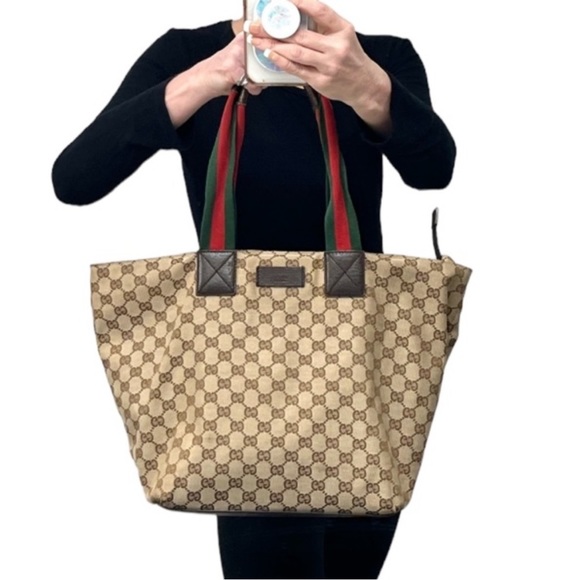 Authenticated Gucci Sylvie Web Hobo Shoulder Bag Tote Handbag Laptop Bag - Picture 15 of 16